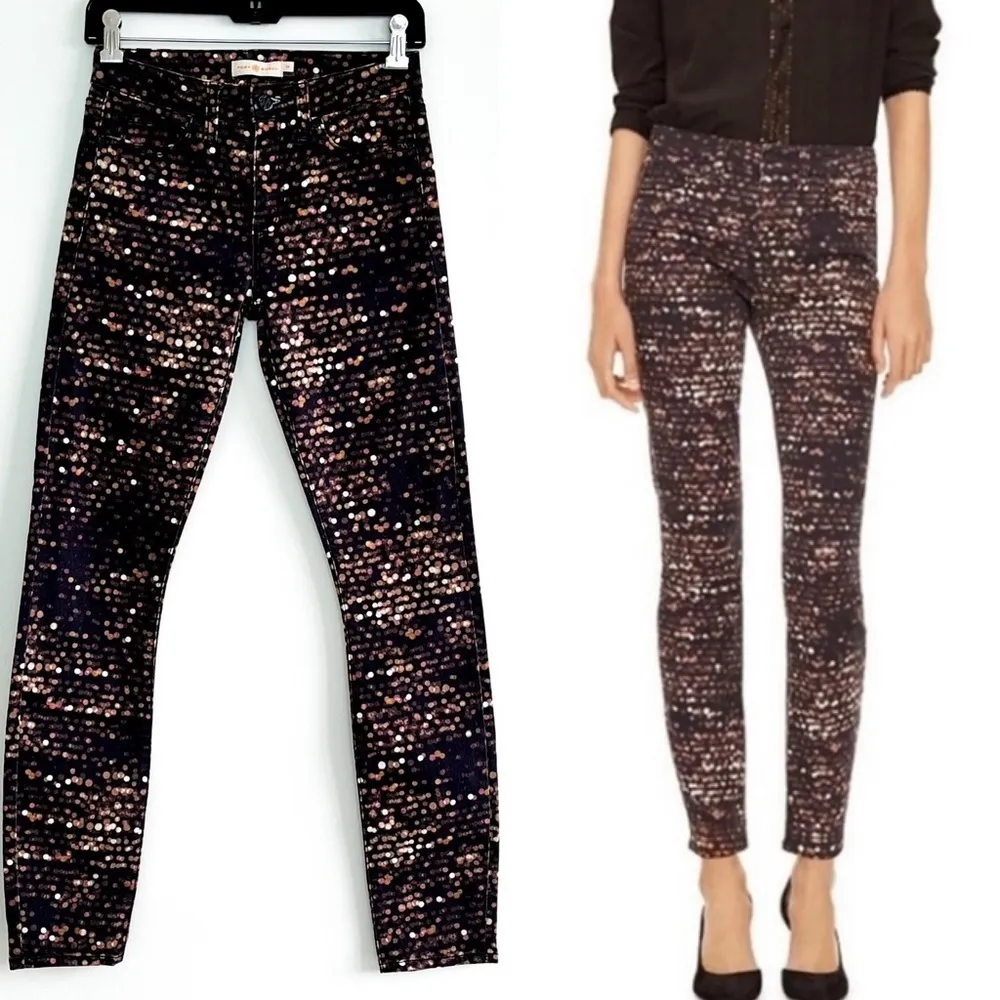 Tory Burch Black Flash Print Slim Skinny Jeans Size 24 - Image 3