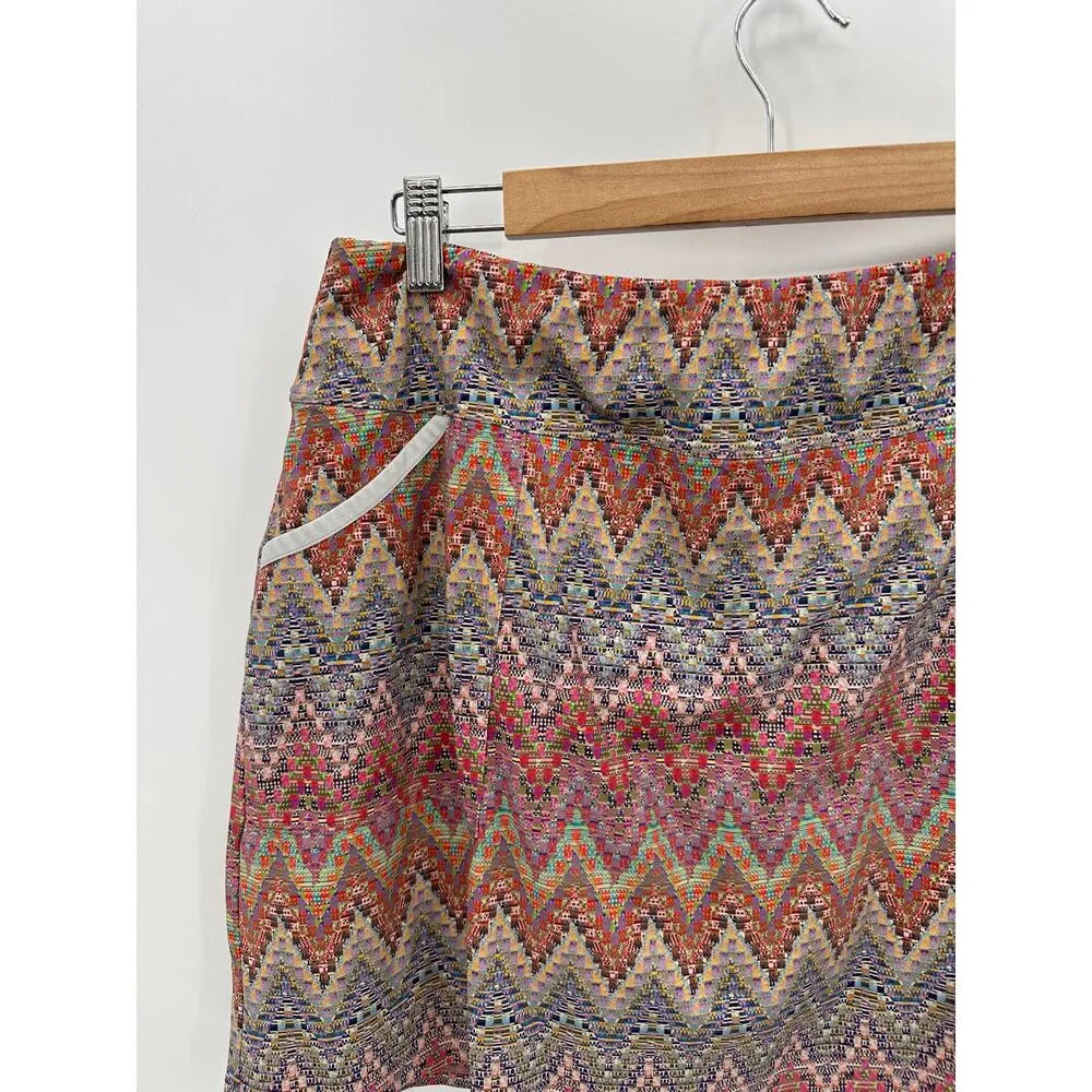Foray Golf Skirt Women XL NWT Multi Pink Chevron Print Patch Pocket Mini Skort - Image 3