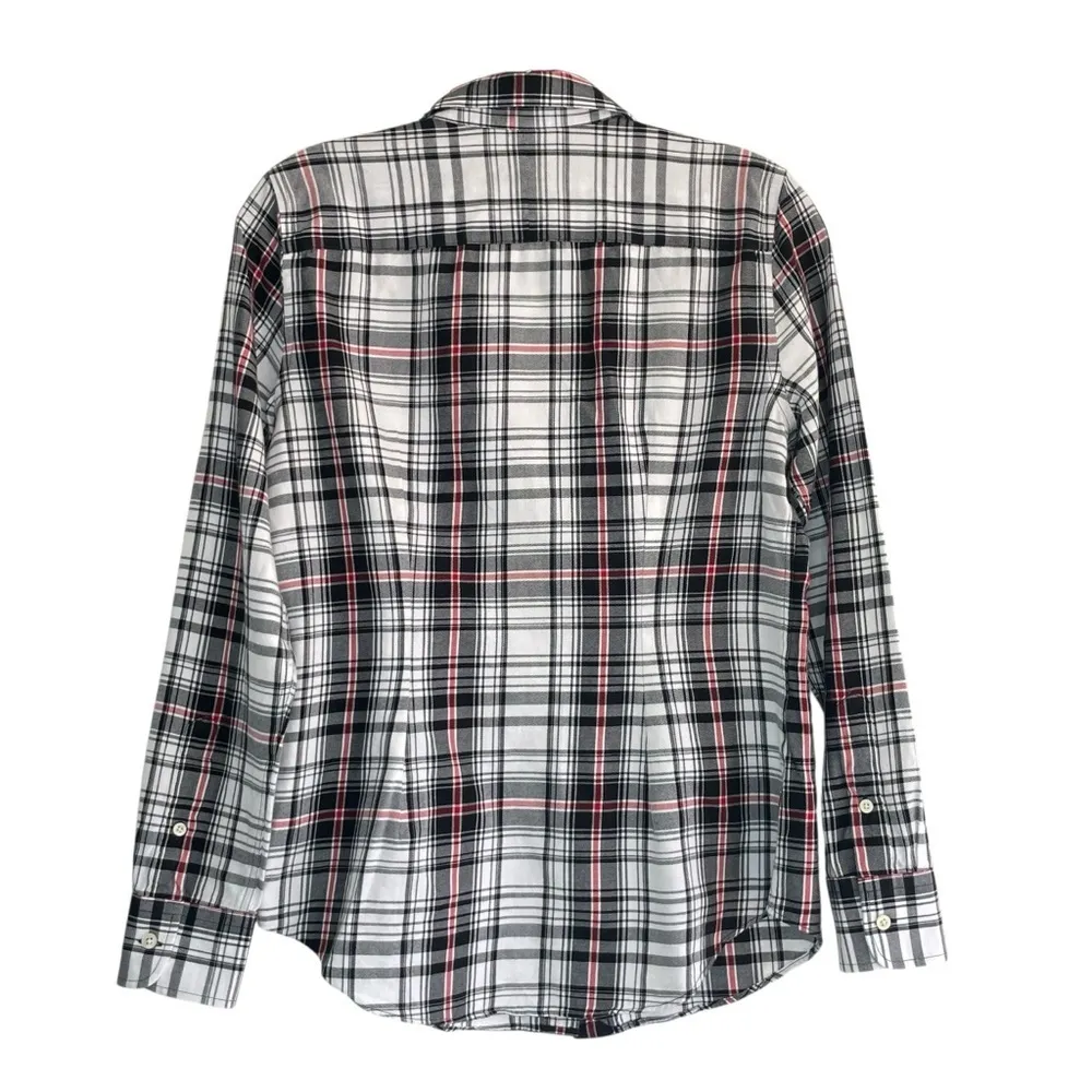Lauren Ralph Lauren Plaid Non Iron Dress Shirt S White Black Red Blouse - Image 5