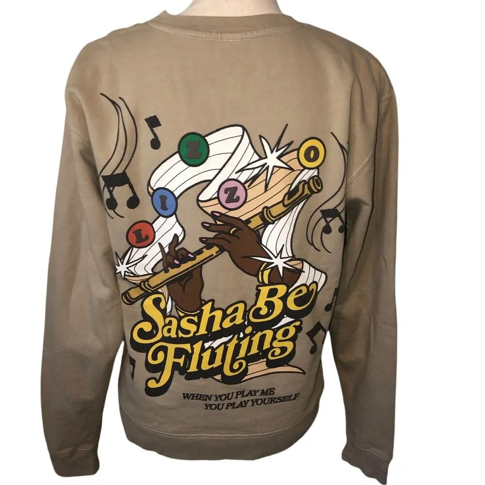 Lizzo Sasha Be Fluting Homecoming Crewneck Size S You're Special Khaki Tan - Image 2