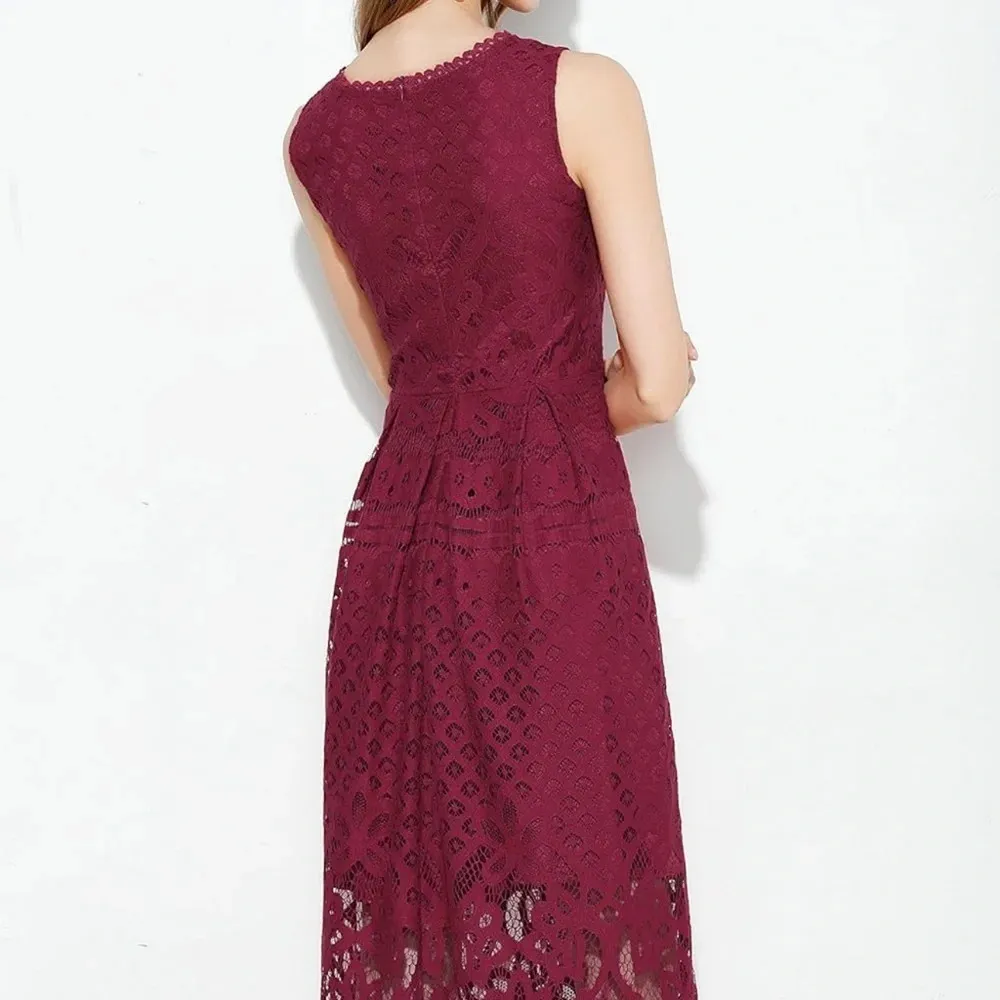 VEIISAR Womens Fashion Sleeveless Lace Fit Elegant Cocktail Party Dress size L Red Size L - Image 7