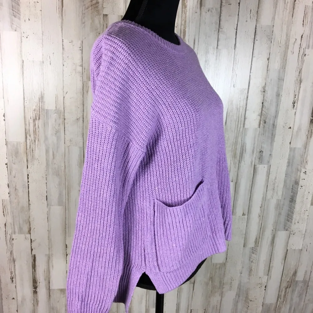 Melloday 2 Pocket Pullover Knit Sweater Wool Lilac - Image 3