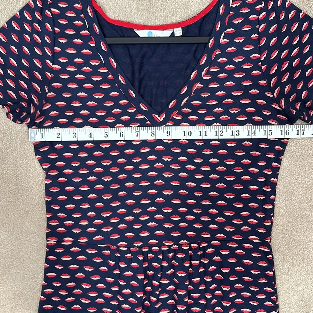 Boden Penelope Lip Novelty Print Shortsleeve Dress Modal Cotton Summer Women 4R Size 4 - Image 4