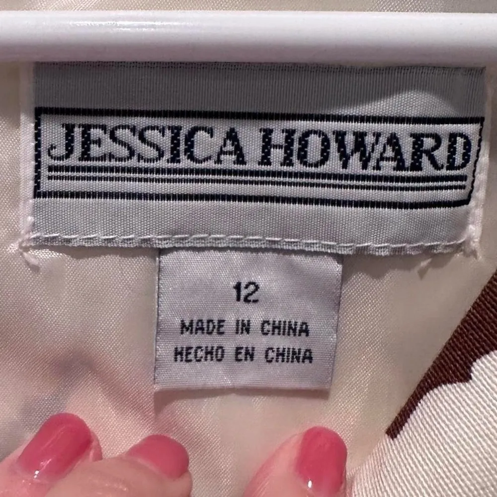 Jessica Howard Vintage‎ Brown & White Floral Sleeveless Dress Size 12 - Image 3