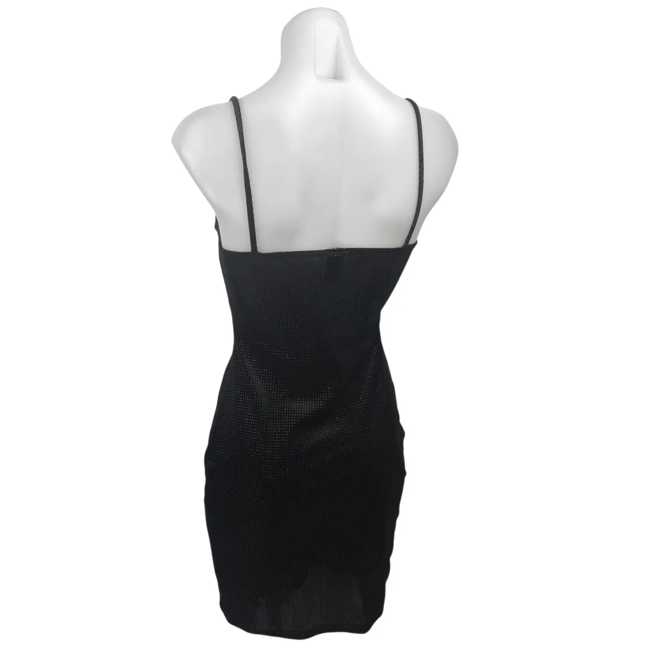 Windsor Black Velvet Velour Sleeveless Cami Square Neck Mini Bodycon Dress Sz S - Image 2