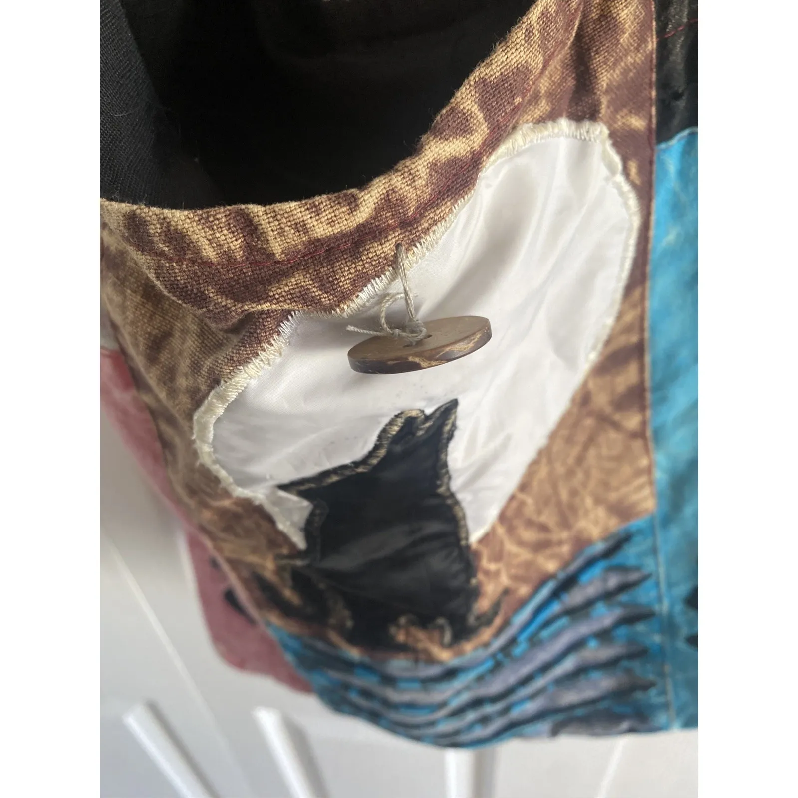 Boho Cross Body Patchwork Shoulder‎ Bag Hippie Wolf Moon Howl Newspaper Bag - Image 5