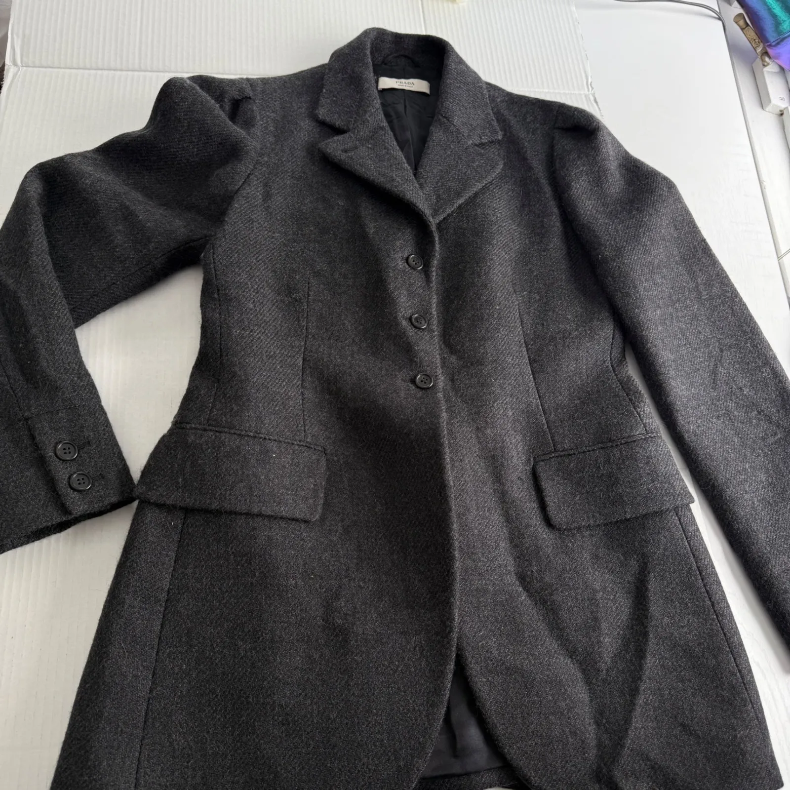 Prada ‎ 100% Virgin Wool Longline Riding Blazer Coat — Size IT 46 (US ~10) - Image 8