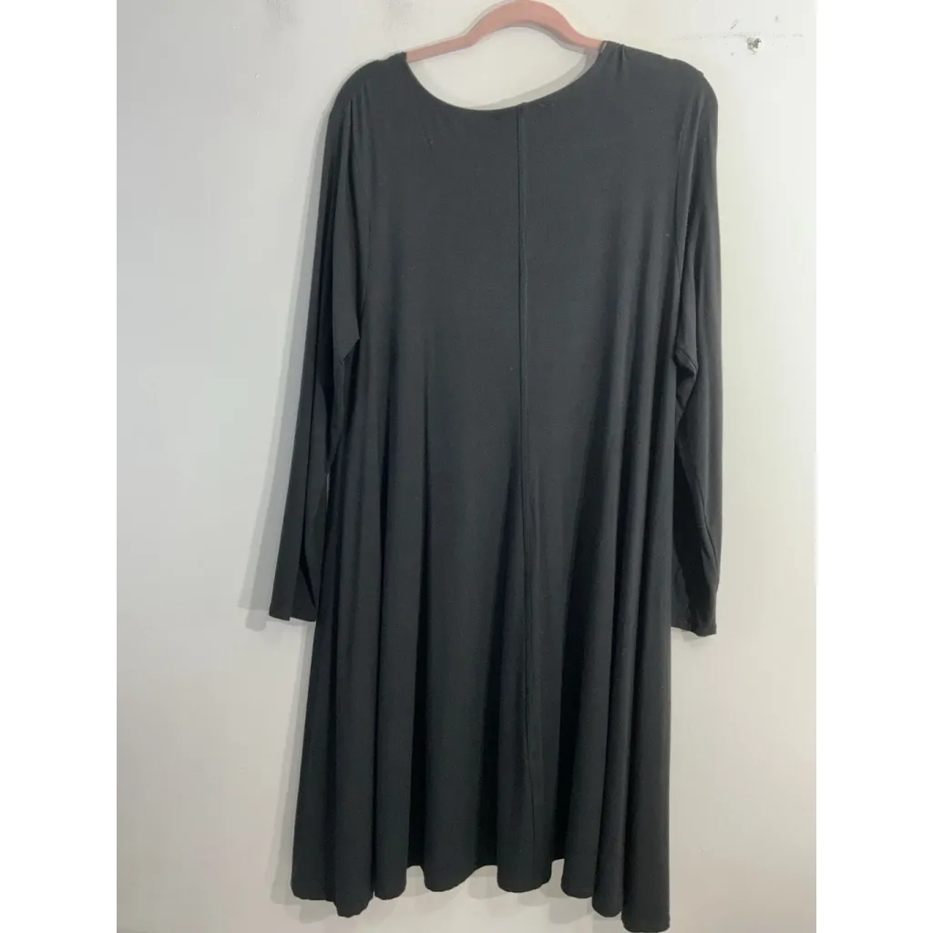 Womans Context Pullover Fit & Flare Dress XL Black Scoop Neck Long Sleeve - Image 2