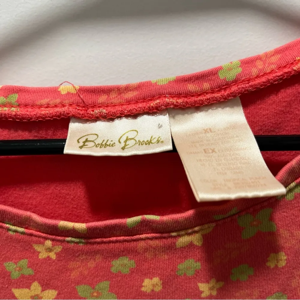 Brooks Vintage Orange Floral Print Tank Top Size XL Bobbie  - Image 2