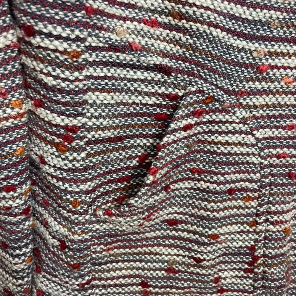 Weird Fish 1/4 Zip Pullover striped dot textured sweater Gray Size 8 - Image 3