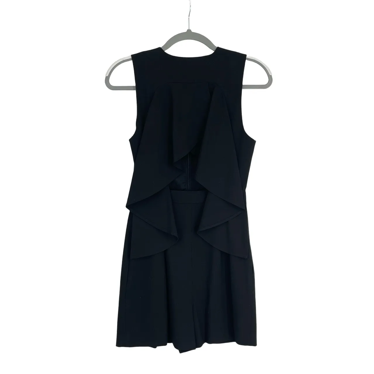BCBGMAXAZRIA Women's Black V-neck Sleeveless‎ Draped Open Back Romper Size XXS - Image 4