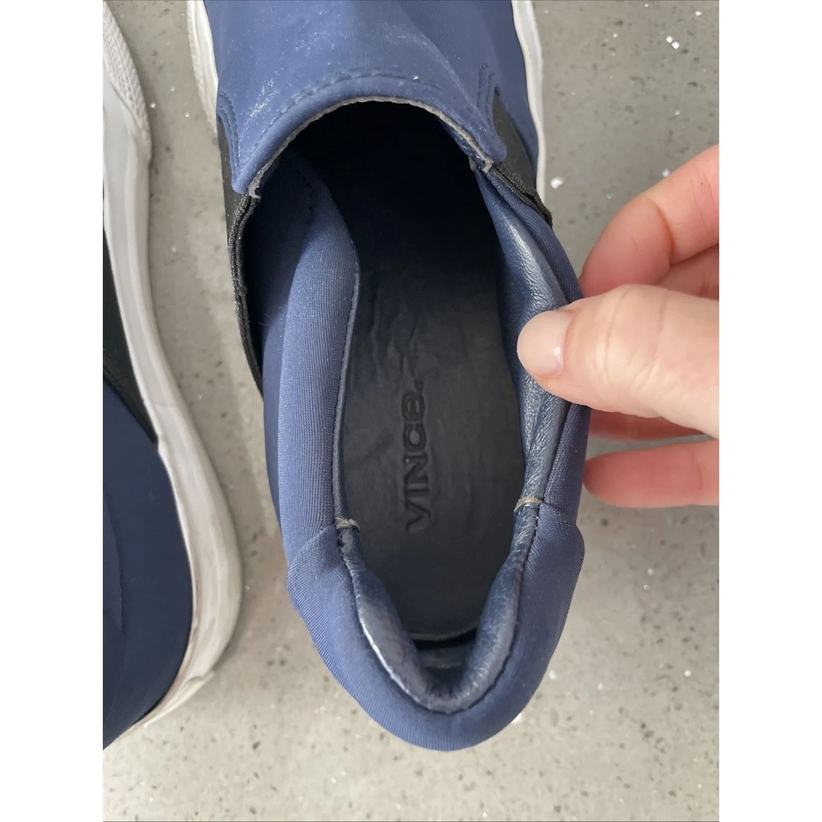Vince Torin Fabric Neoprene Sneakers 5M, 35 Slip On Navy Blue Midnight - Image 8