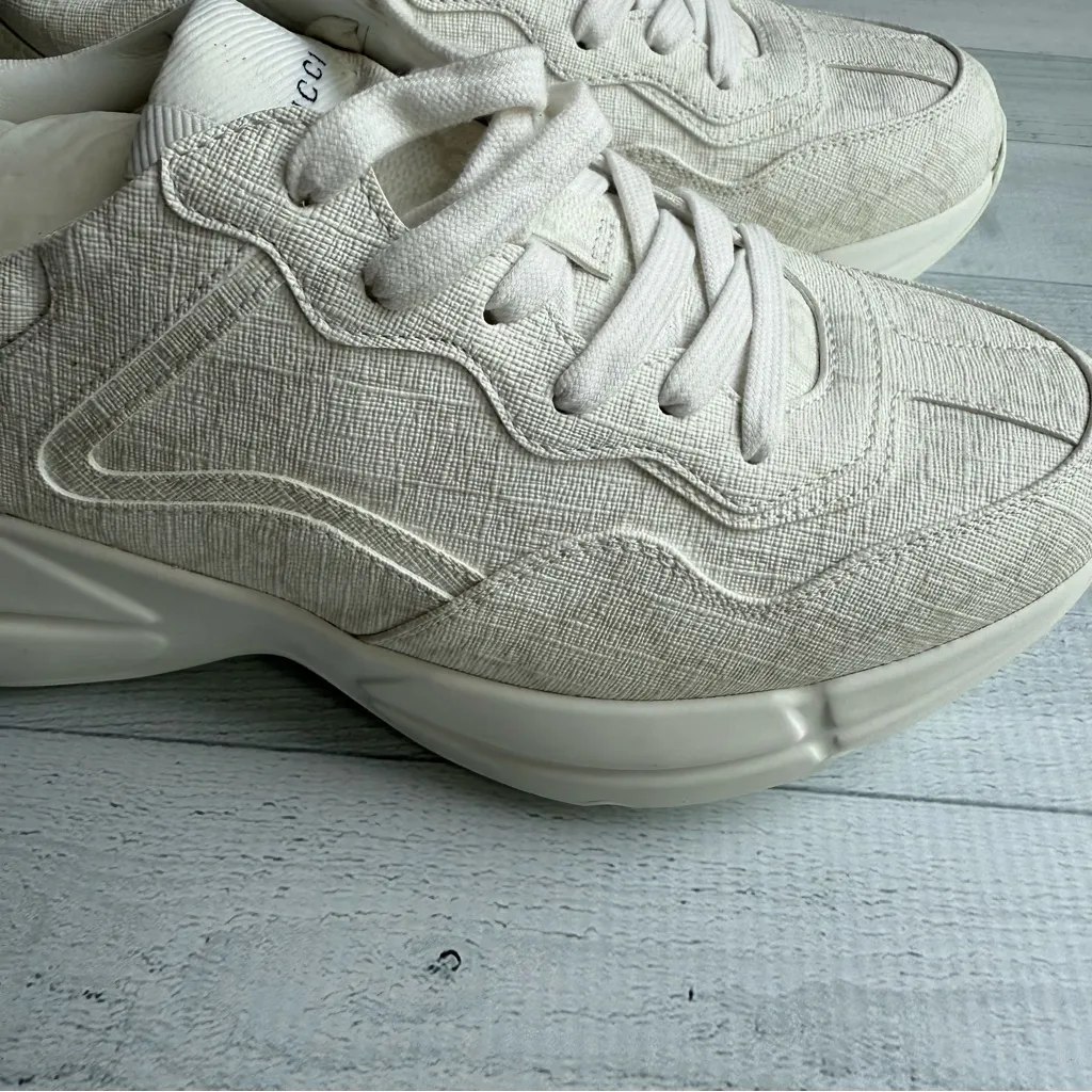 Gucci GG Supreme Monogram Women's Rhyton White Sneakers Size 8.5 - Image 6