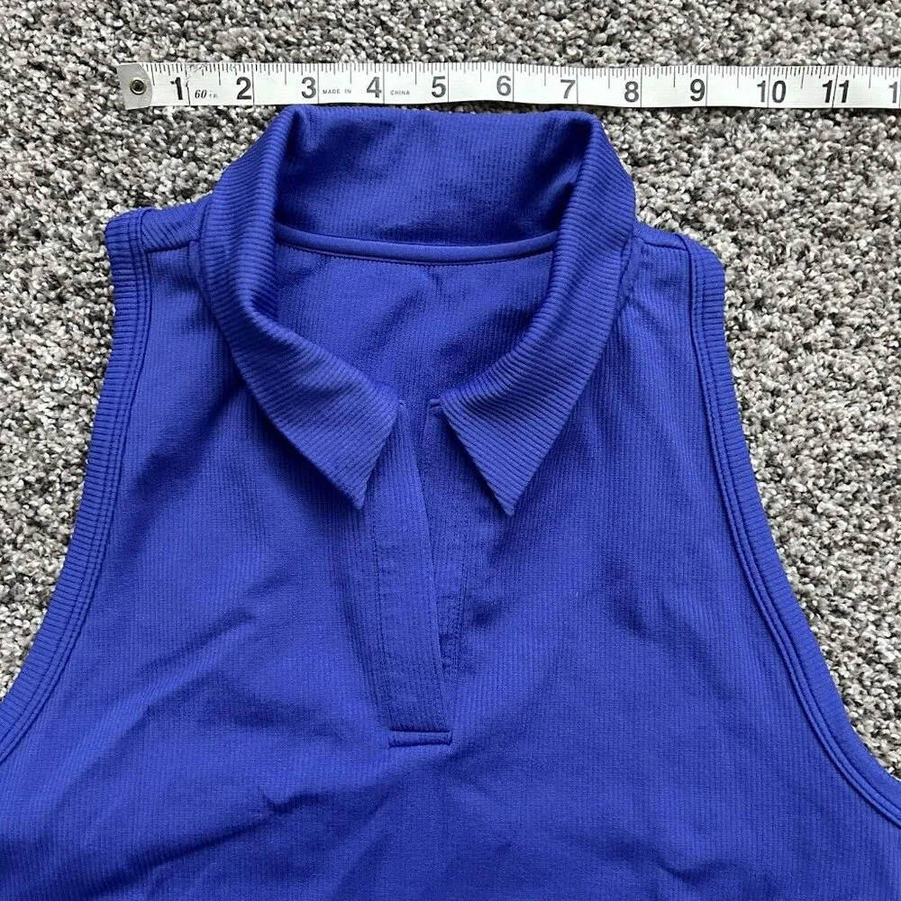 NWOT Athleta Aurora Seamless Crop Polo Tank Collared Ribbed Sleeveless Large - Image 5