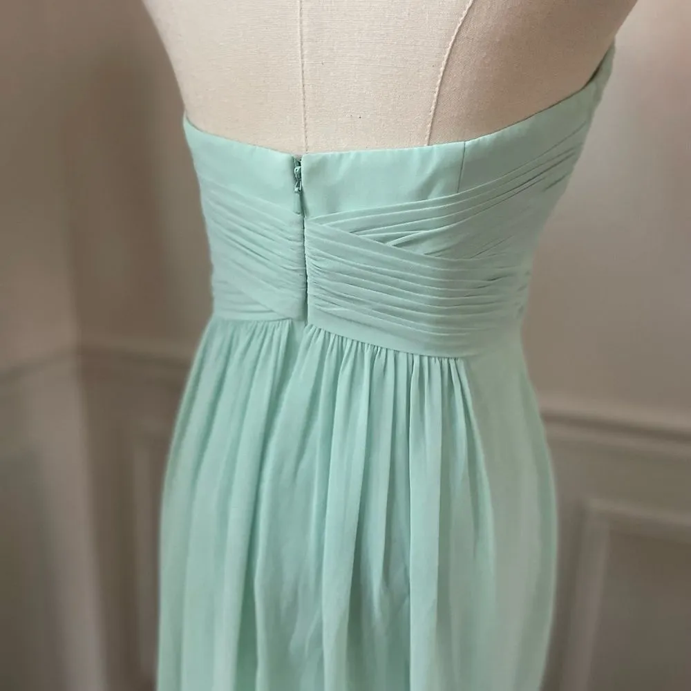 David’s Bridal Mint Green Strapless Formal Gown Bridesmaid Dress Flowy Chiffon 8 - Image 5