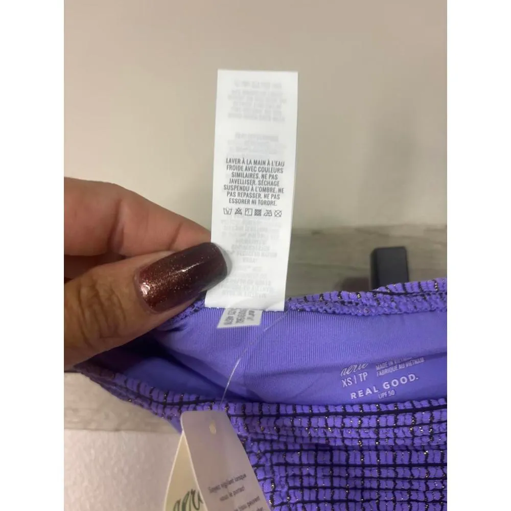Aerie Purple Textured Bikini Bottom - XS/Tp - Image 4