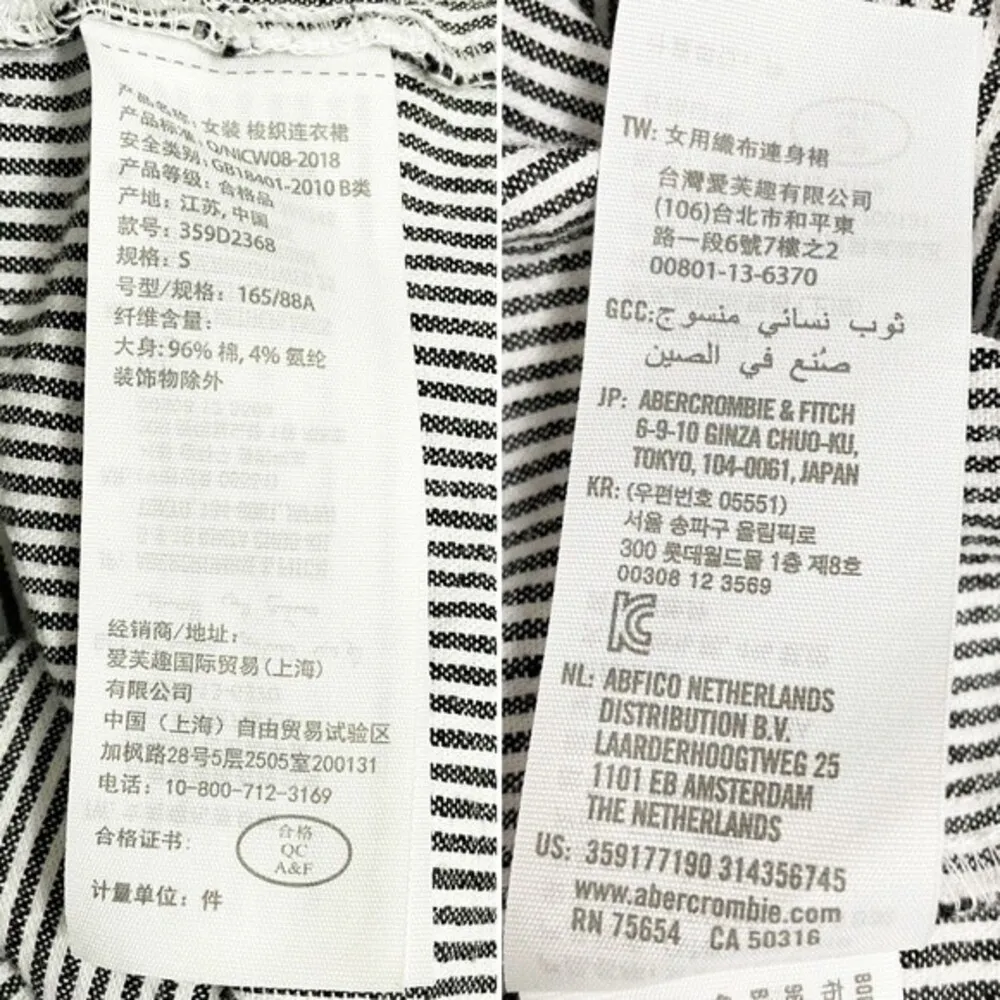 Y2K Hollister Dress Black & White Pinstripe Cotton Fitted Mini Dress Size Small - Image 9