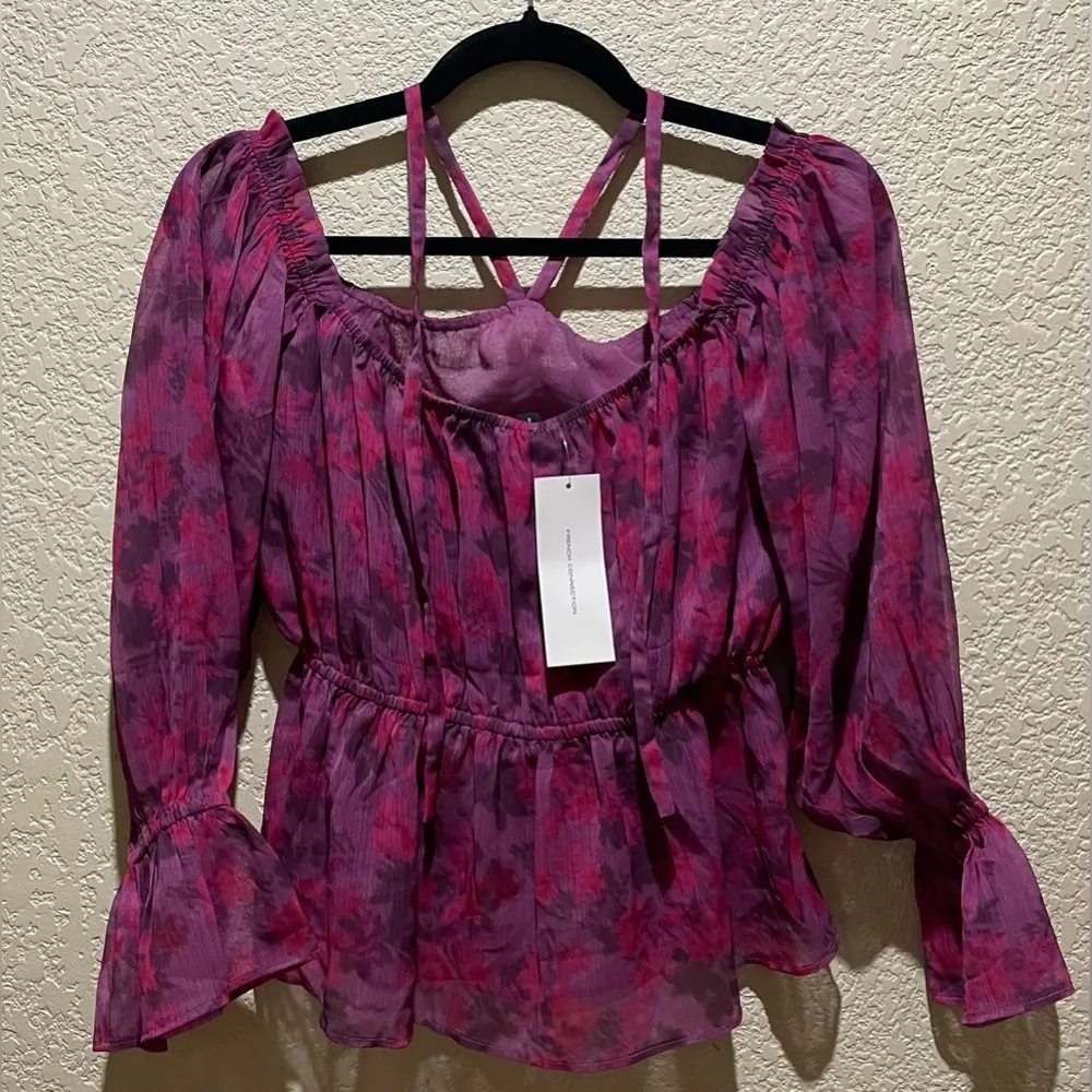 NWT French Connection Pink Arla Hallie Crinkle Blouse Size S - Image 6