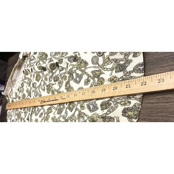 Charlie & Robin Anthropoloie Cardigan M Cream Jewel &‎ Key Soft Neutral Preppy Green Size M - Image 6