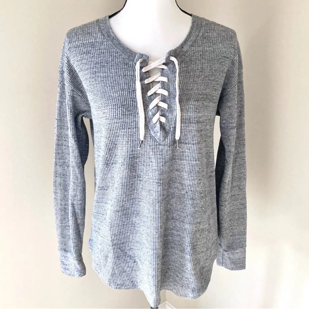 Splendid Heather Gray Waffle Knit Top - Image 3