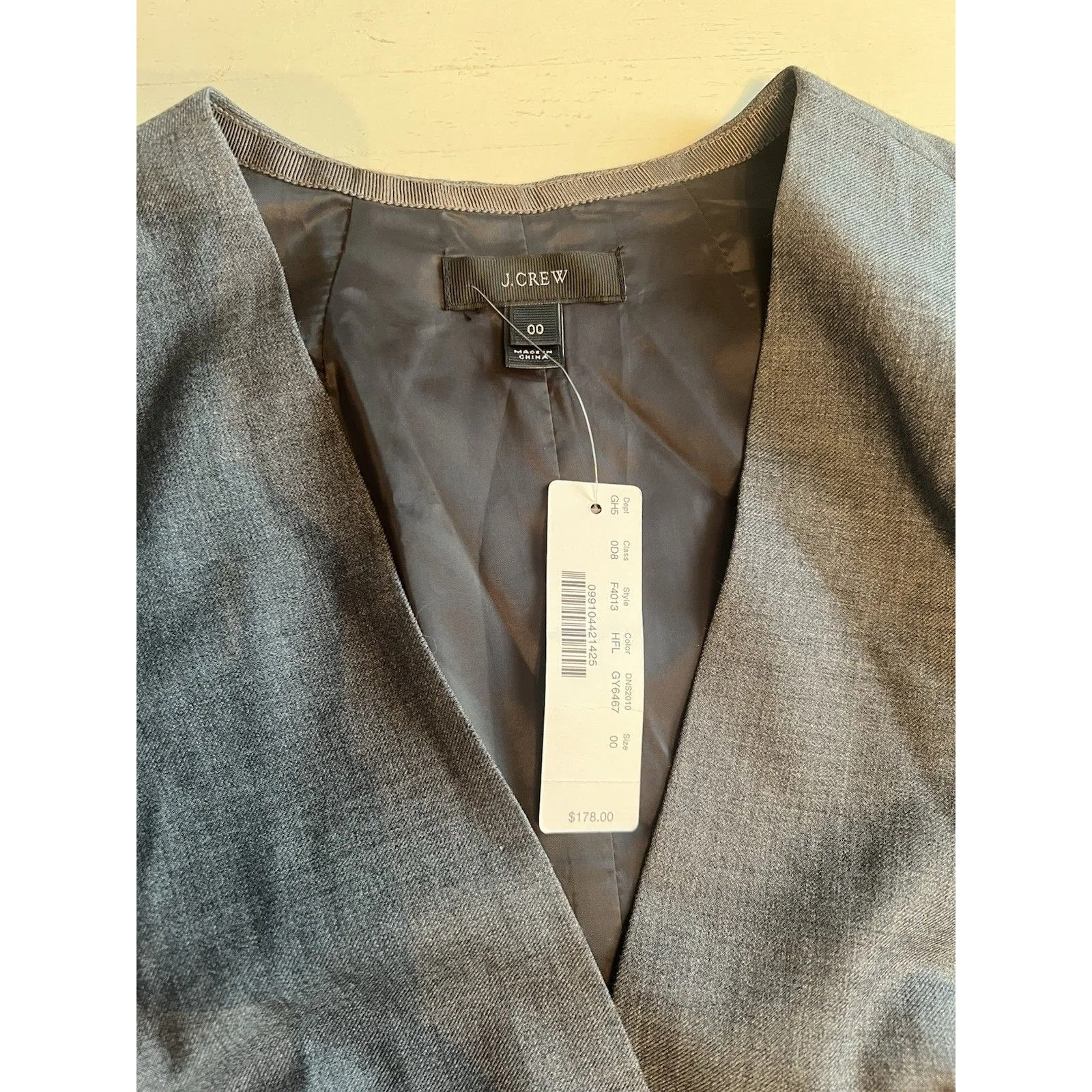 J.Crew $178 V-Neck Dress in‎ Super 120s Wool Sz 00 Gray F4013 Nwt - Image 2