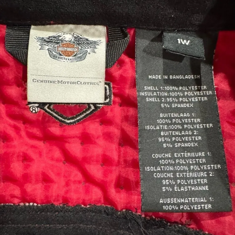 Harley Davidson Quilted Red Zip Up Motorcycle Jacket Women’s 1XL Size XL - Image 2