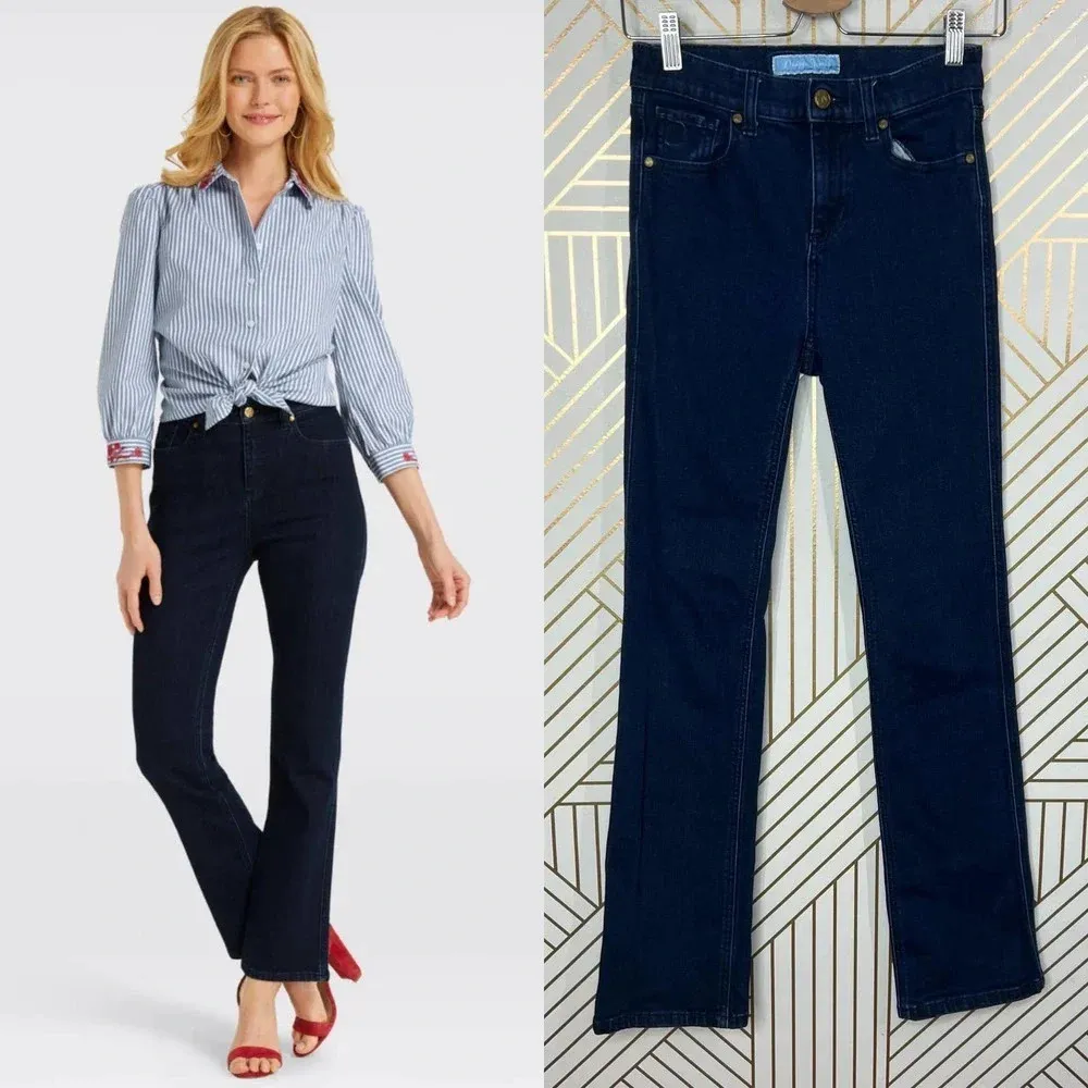 Draper James High Waisted Boot Cut Jean Dark Wash Blue Size 25 - Image 2