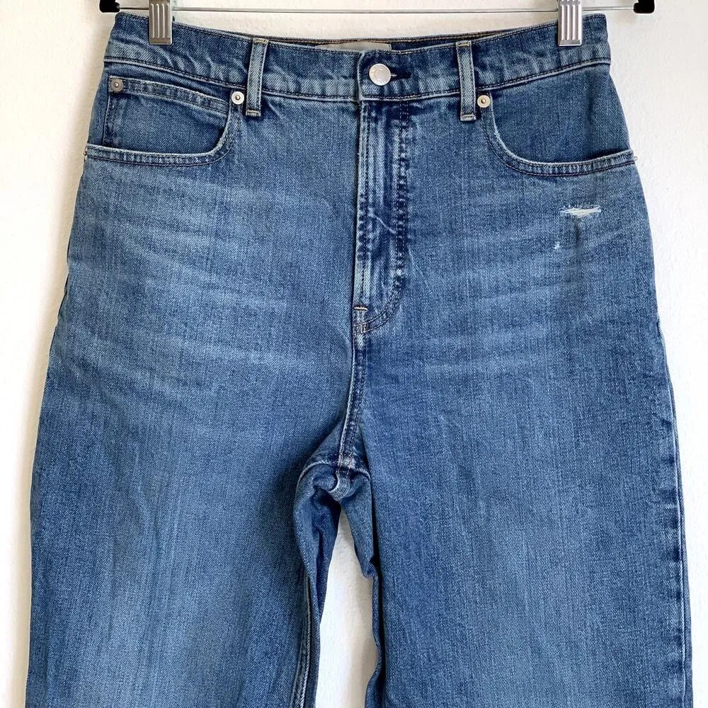 NEW Everlane The Way High Raw Hem Straight Jean in Mid Indigo - Image 5