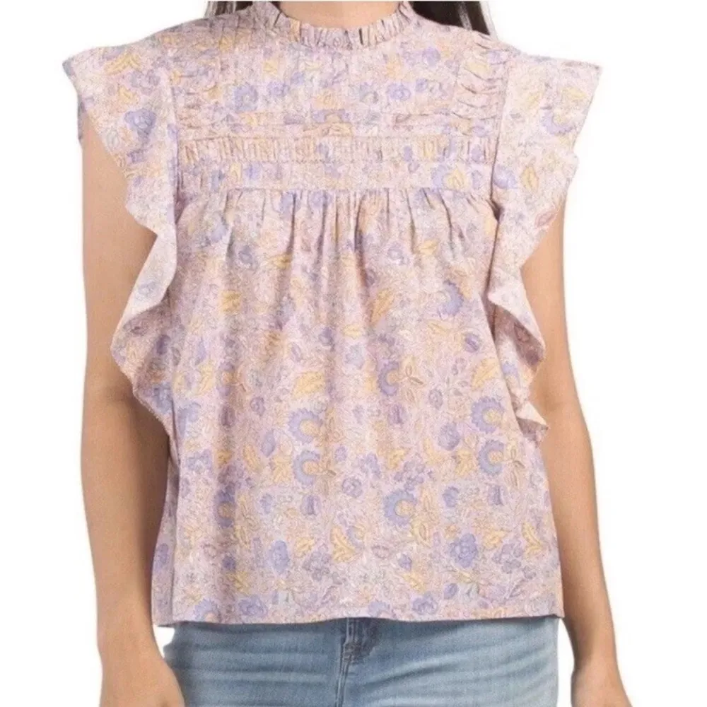 Love the Label  Josepha Smocked Floral Blouse in Lavender - Image 2