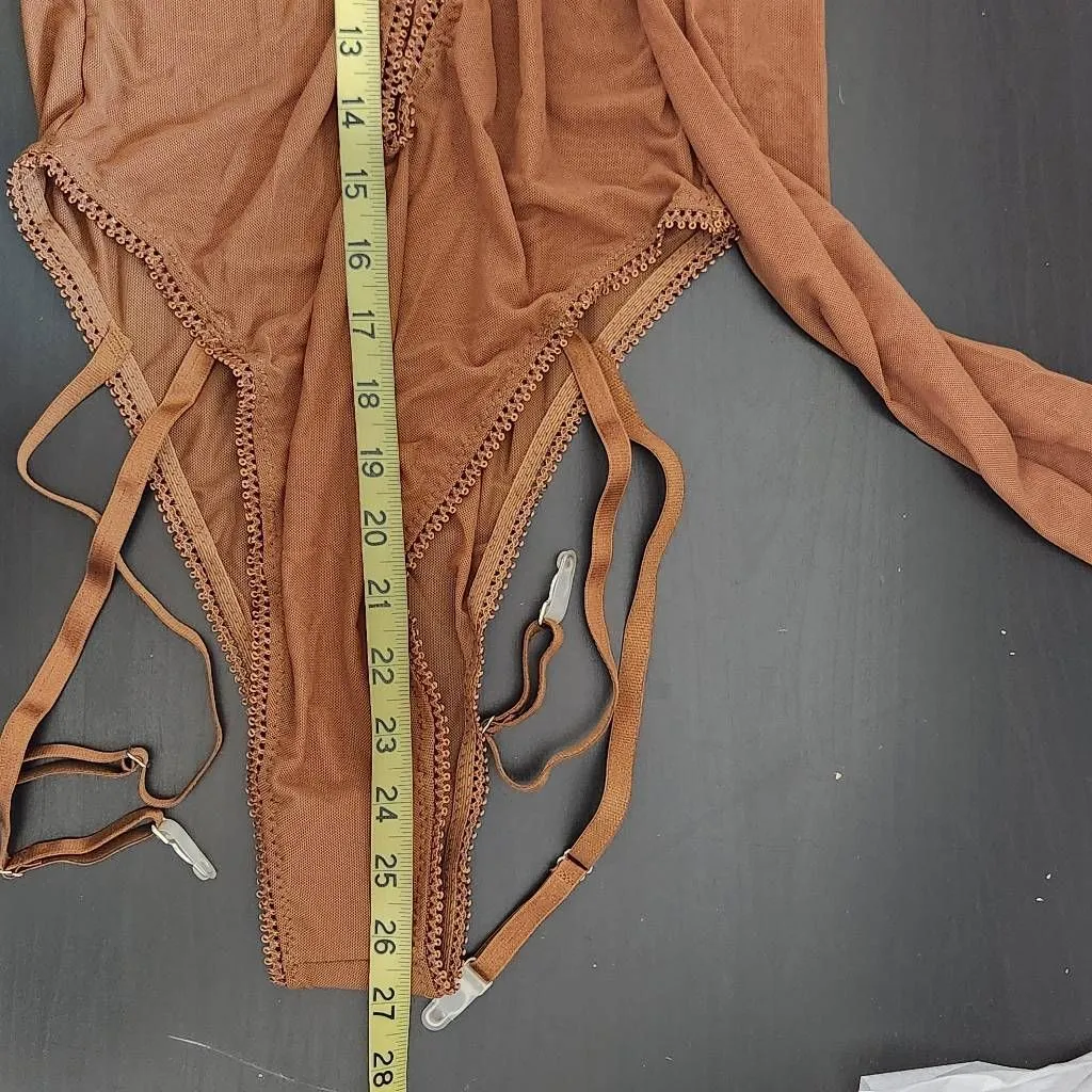 Frederick's of Hollywood Cocoa Sexy Sheer Mesh Bodysuit Size Medium NWT - Image 11