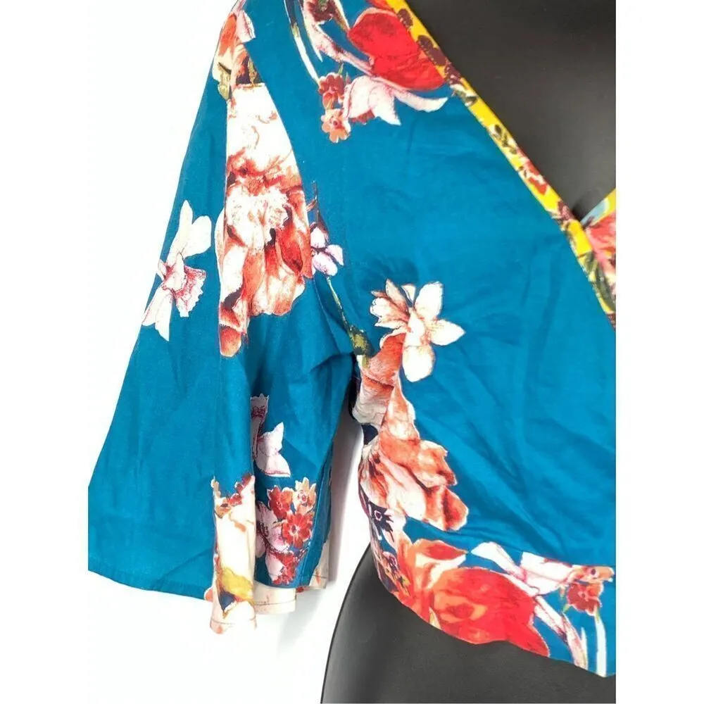 Band Of Gypsies Women's Floral V-Neck Crop Top Multicolor Size Small NWOT - Image 4