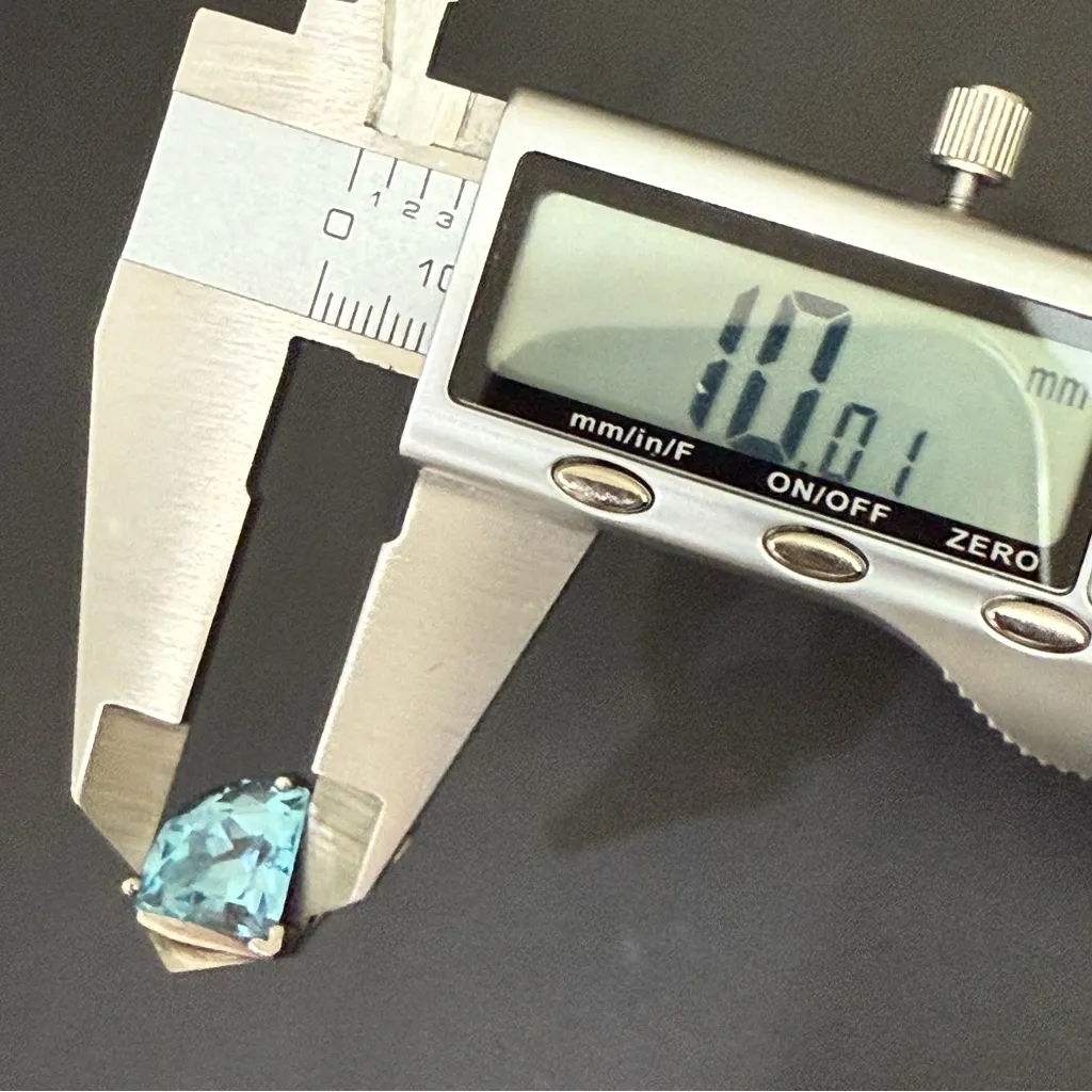 Vintage 925 Sterling Silver 10mm Trillion Cut Aquamarine Ring Size 8 6grams Blue - Image 10