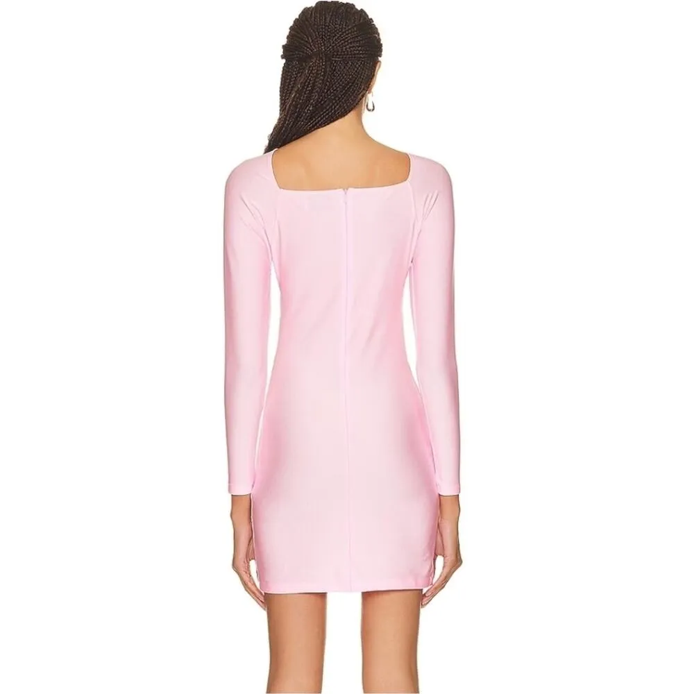 Coperni Cut Out Jersey Dress in Light Pink Small Long Sleeve Barbiecore Mini - Image 3