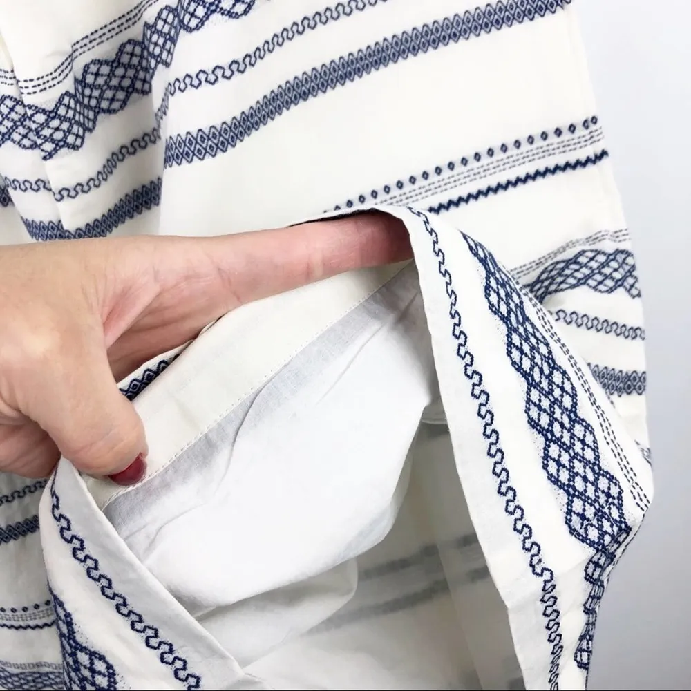 New Revolve Capulet Culotte Wide Leg Stripped Pant in Cream & Blue M - Image 5