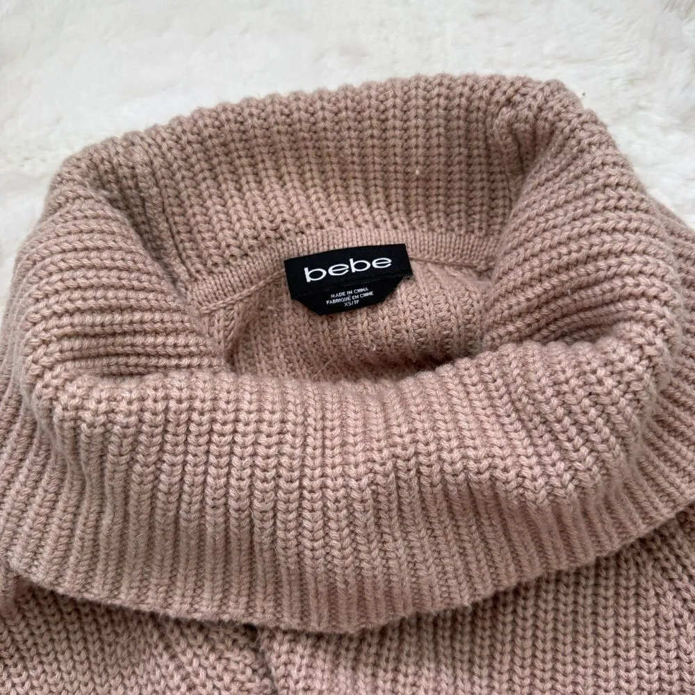 Bebe Chunky Knit Lace-up Sweater XS - Tan / Dark Beige - Image 2