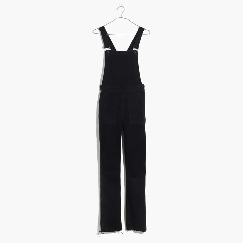 MADEWELL Skinny Overalls in Lunar Wash Black Denim Raw Hem Size L - Image 16