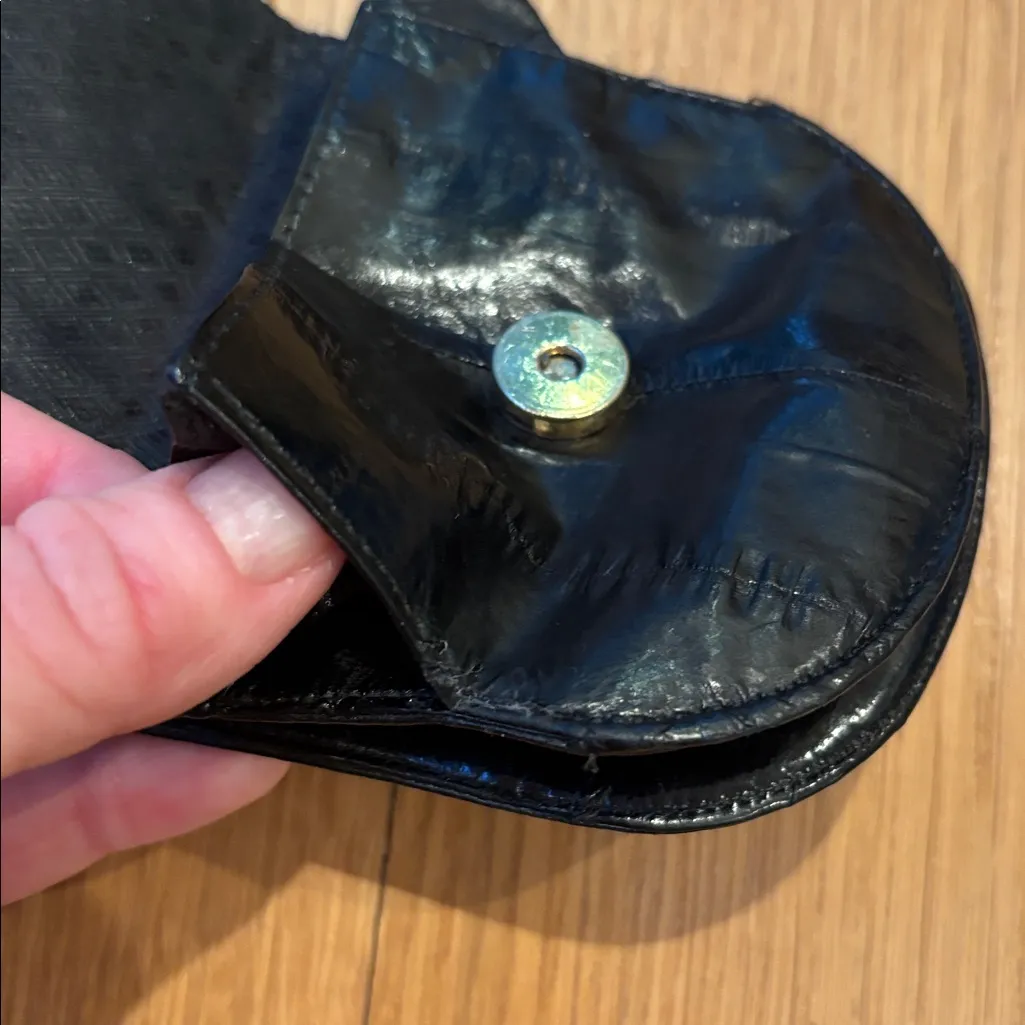 Vintage Eel Skin Wallet Black Coin Purse Bag Charm - Image 4
