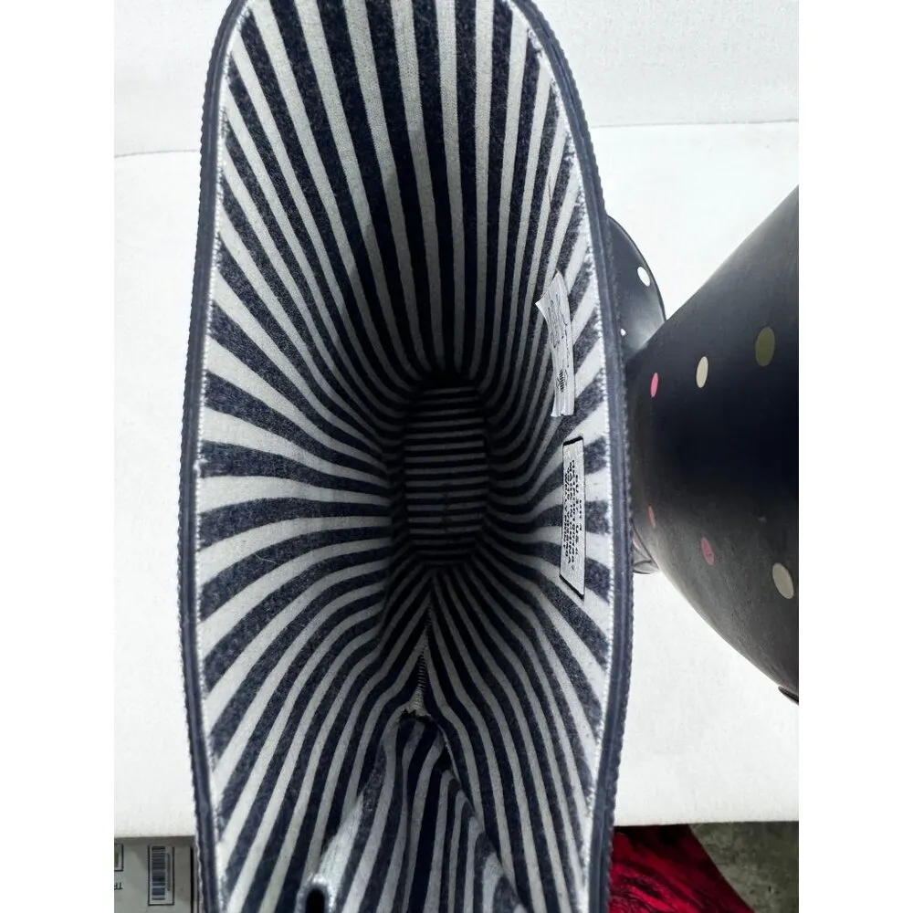 Joules Womens WellyPrint Navy Blue with Polka Dots Rubber Wellington Boots 6 - Image 6