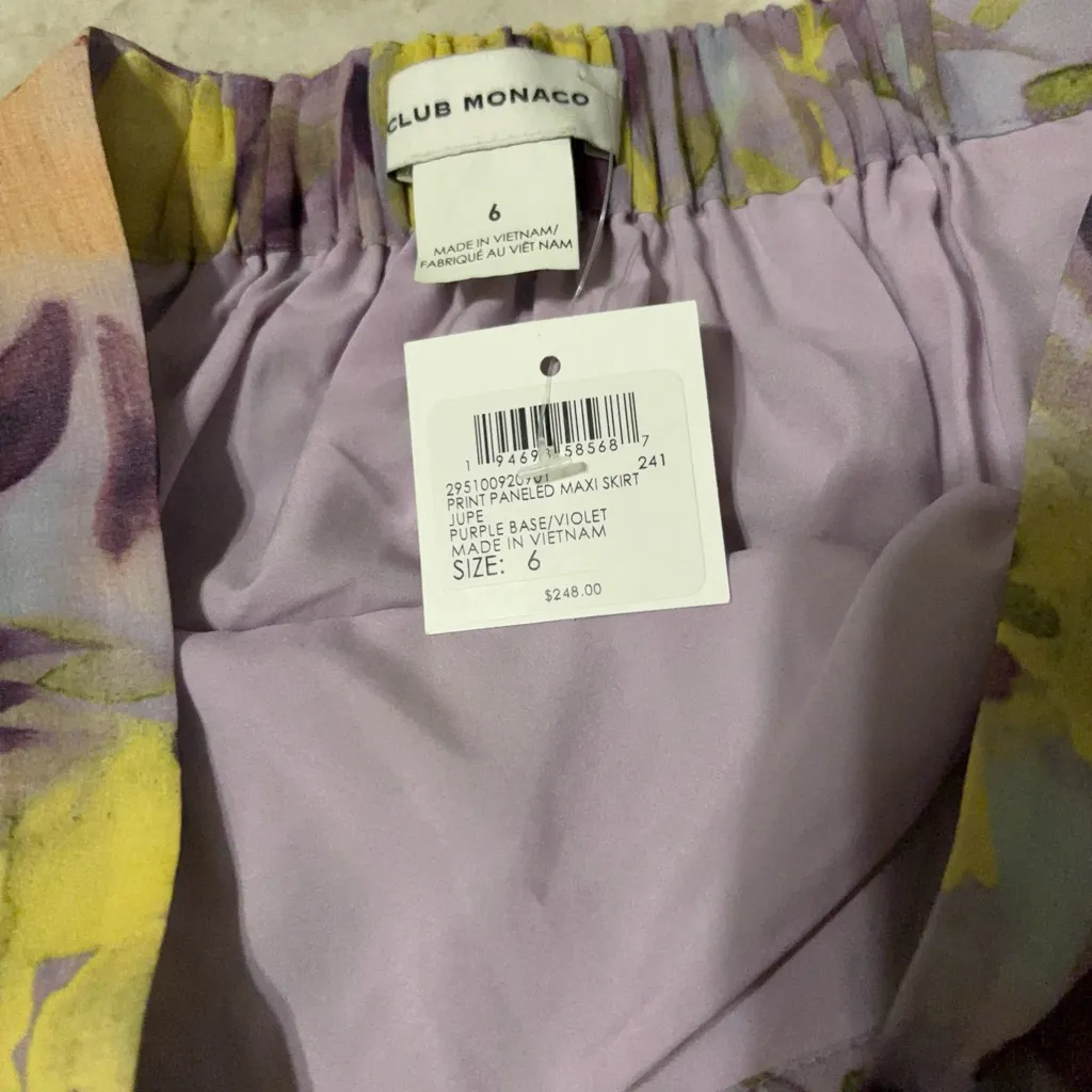 Club Monaco Floral Maxi Skirt in Lavender and Lemon - Image 2