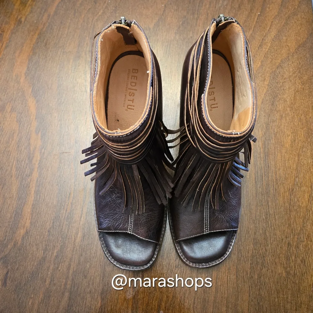 Bed Stu Onset Olivia Peep Toe Fringe Booties - Image 2