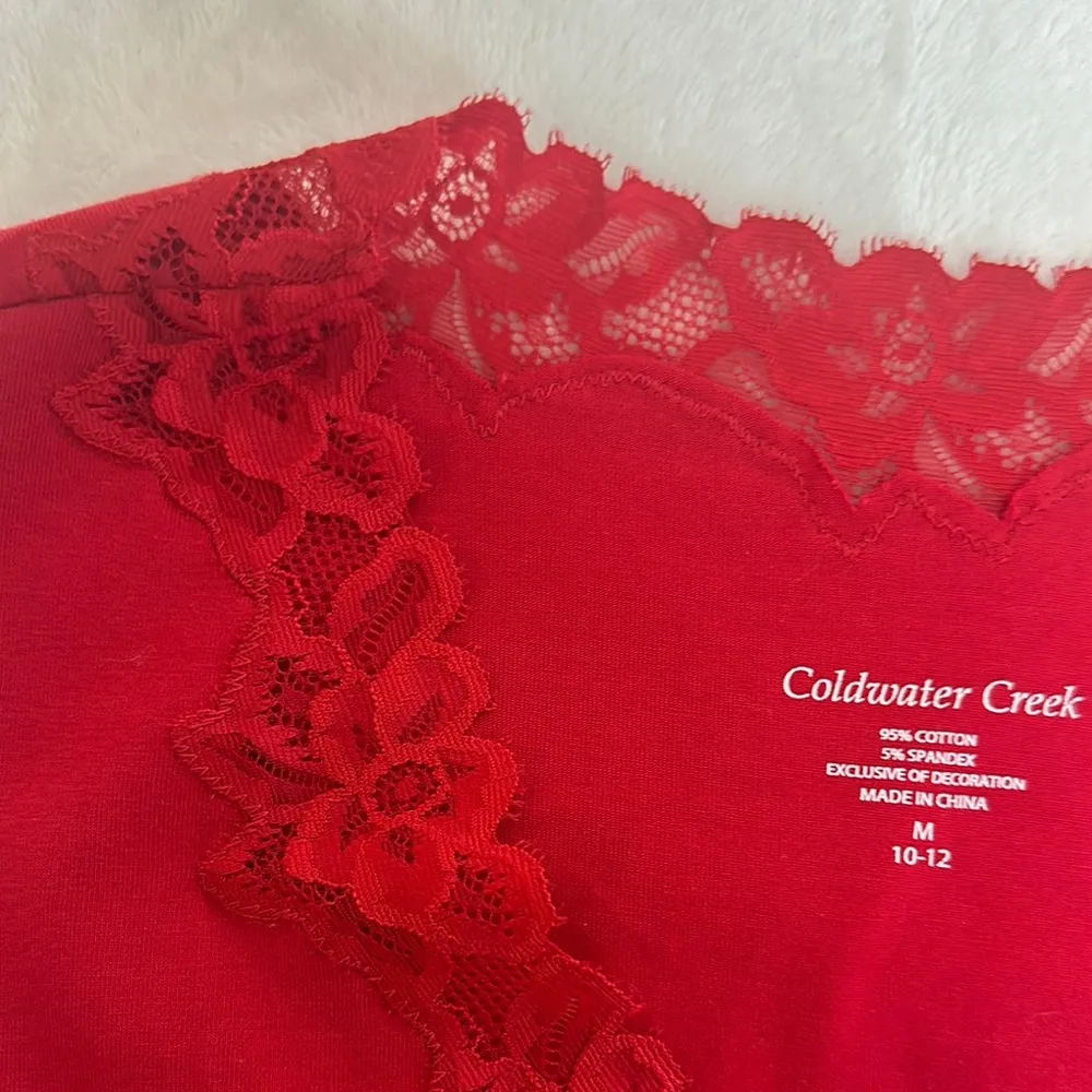 Coldwater Creek Red Sleeveless Lace Trim Tank Top - Image 3
