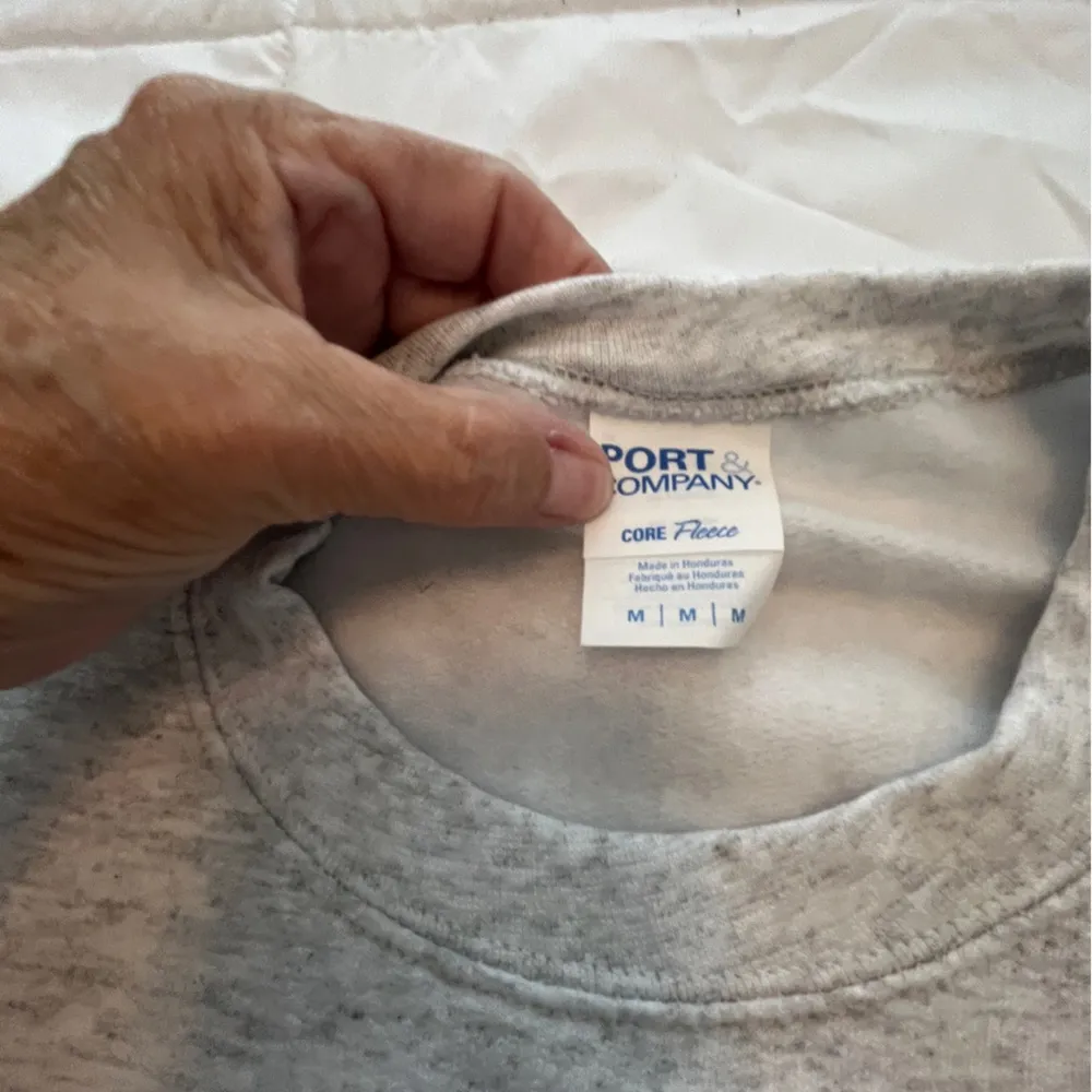 Gray Sweatshirt with Holiday Stockings “I Like Them Well Hung”. Size M. NWOT Size M - Image 2