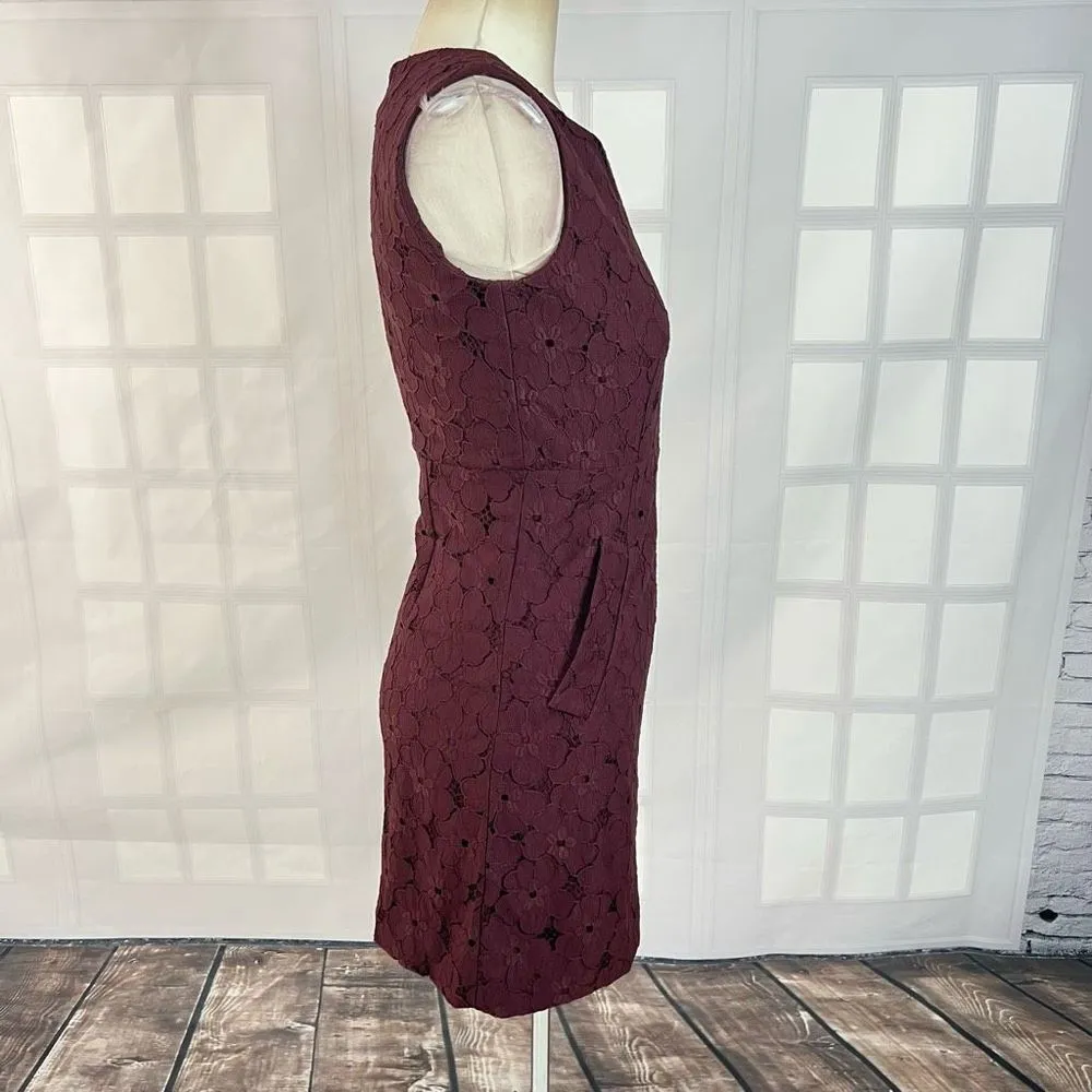 Diane Von Furstenberg sleeveless burgundy lace mini dress with pockets. Size 2 - Image 5