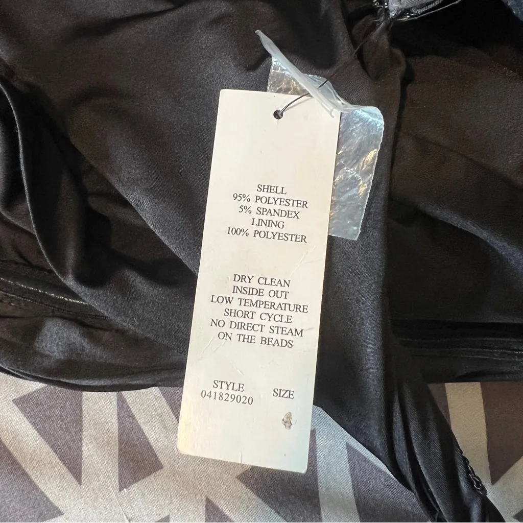 Adrianna Papell Boutique Elegant Satin Black Beaded One-Shoulder Babydoll Dress‎ - Image 10