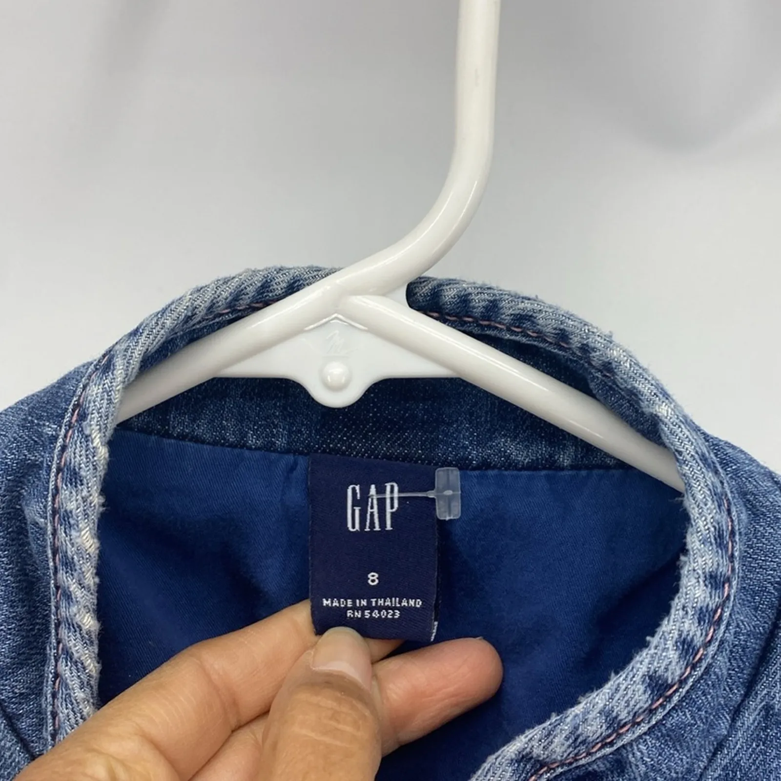 Gap denim prairie Jacket puff sleeve fitted 90s Y2K pink stitching size S - Image 2