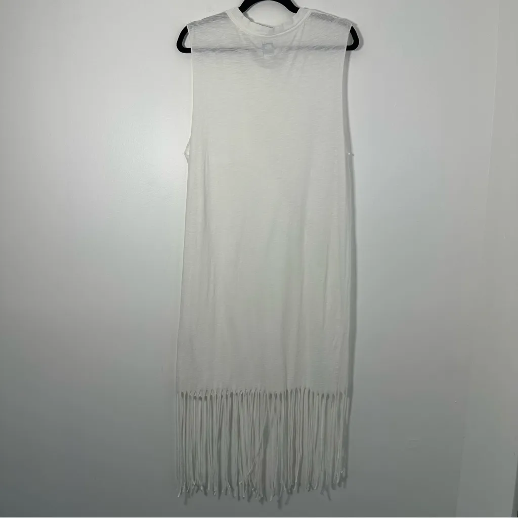 Revolve NSF White Cotton Tank Fringe Dress Size M Size M - Image 2