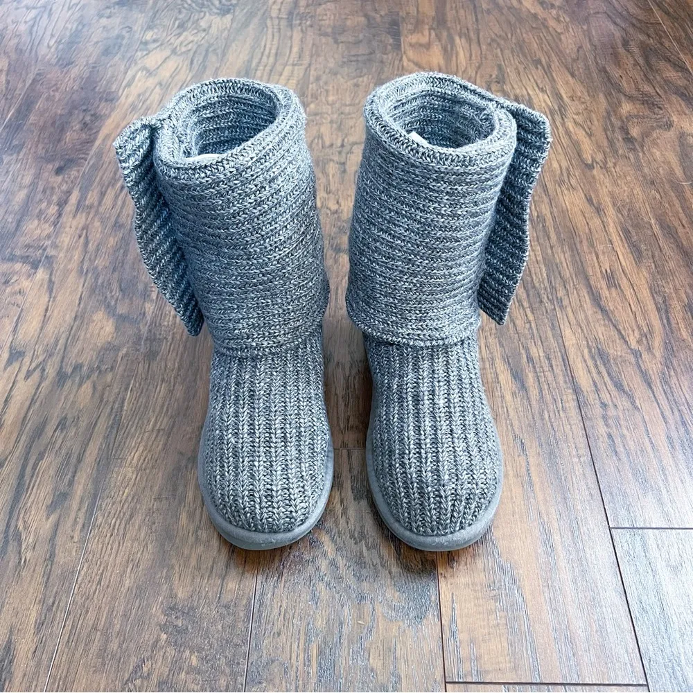 UGG • Cardy II Boot grey ribbed knit sweater triple button fold over slouch - Image 6