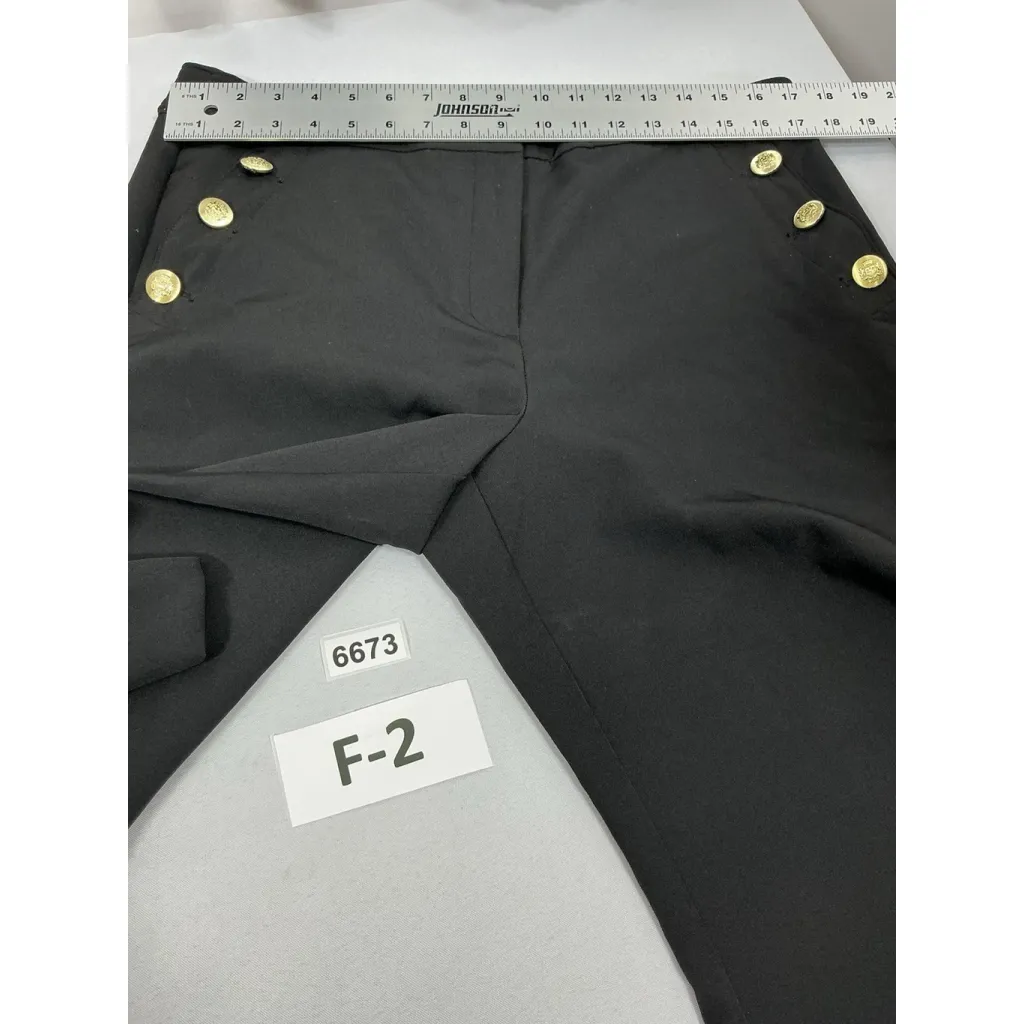Womans Excellent Condition Inc Cropped Dress Pants 14 P Black Button Accent - Image 6