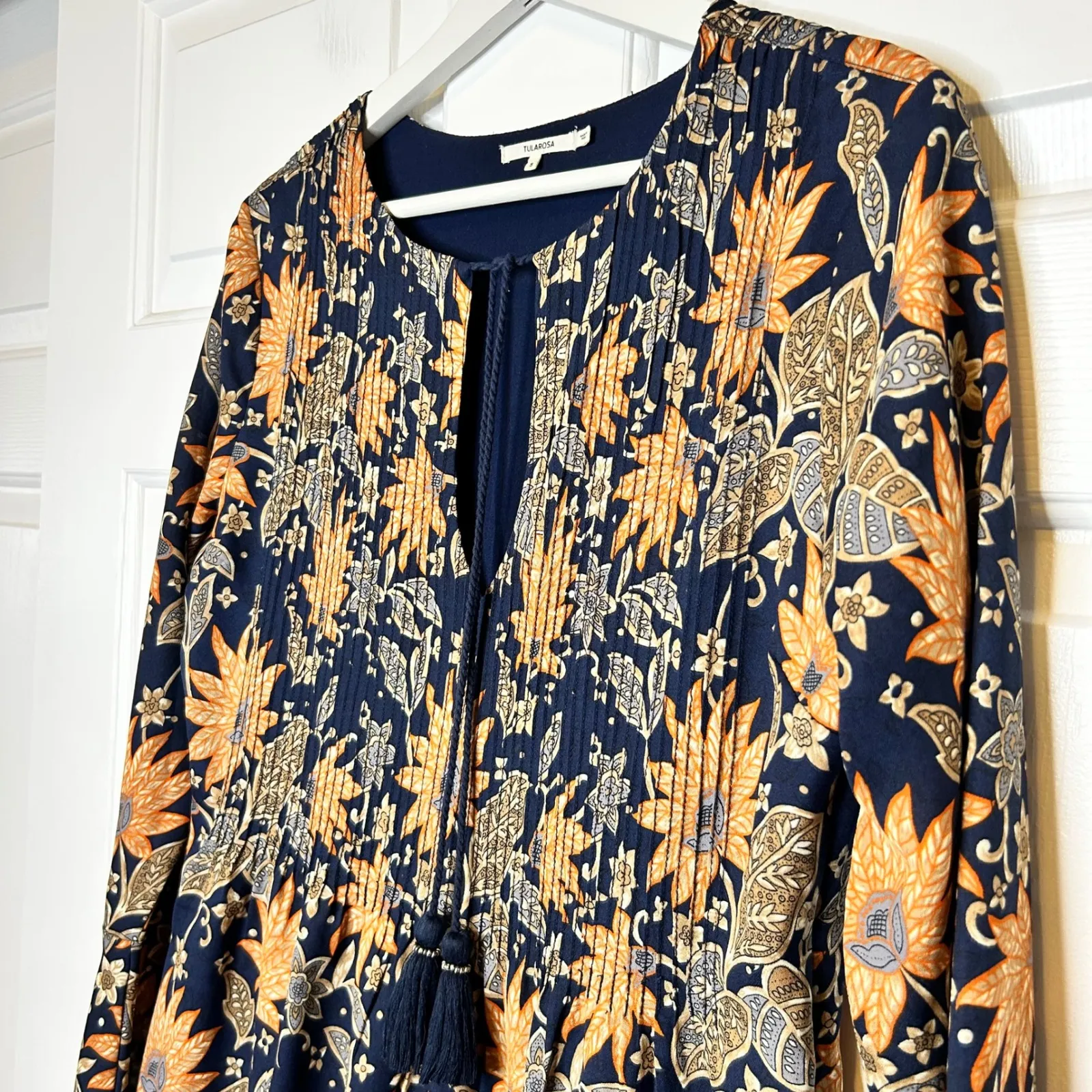 TULAROSA Audrey Floral Print Smocked Bell Sleeve Mini Dress Size S - Image 4