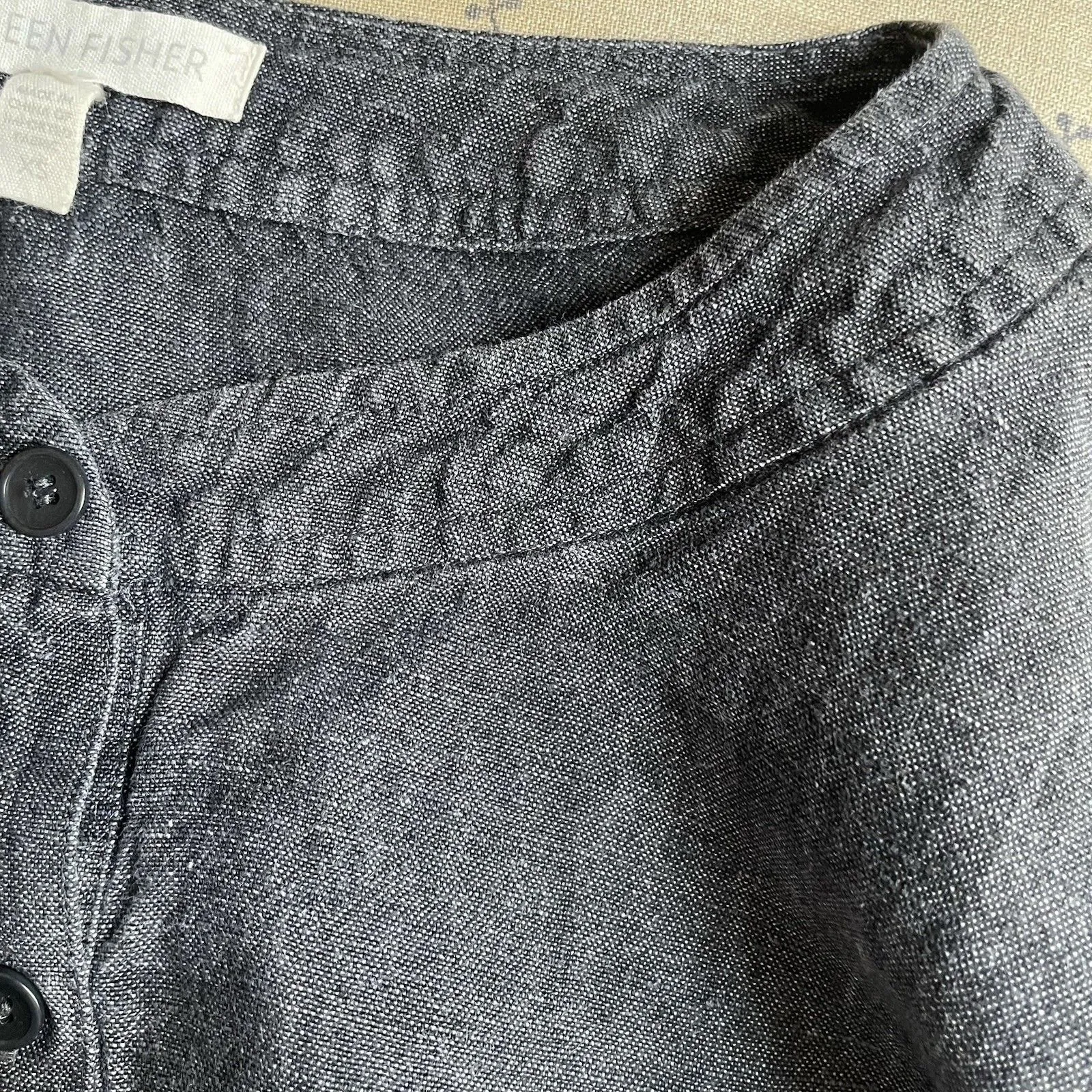 Eileen Fisher Tunic Shirt Womens XS Blue Linen Button Lagenlook Minimalist Top - Image 14